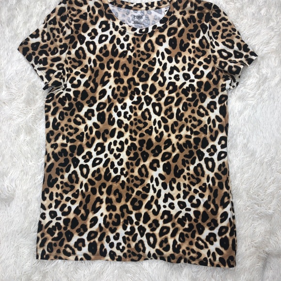 NWT Pink Cheetah Print Crew Tee Shirt - Picture 3 of 5